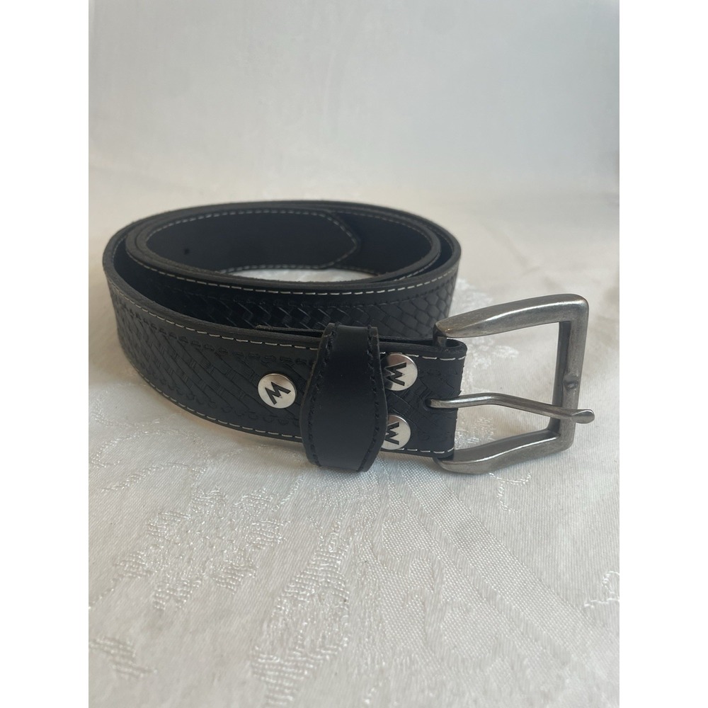 Vintage Wrangler Full Grain Leather Belt Black Mens Size 40